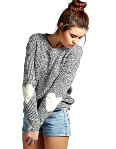 Shermie Heart Pattern Knit Crewneck Sweater