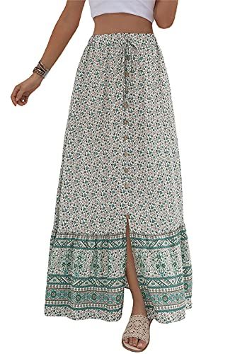 chouyatou Boho Floral A-Line Maxi Skirt