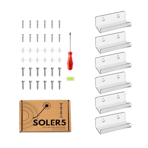 SOLER5 Acrylic Vinyl Record Wall Mount Holders, 6-Pack
