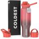The Coldest Water Sports Water Bottle with 3-in-1 Lids, 46 oz, Red Nebula Glitter