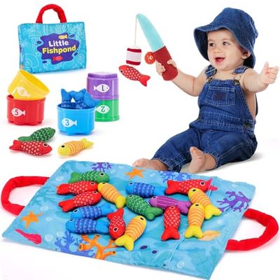 hahaland Montessori Cloth Fishing Game with Stacking Cups