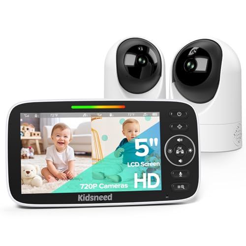 Kidsneed 5" Split Screen Baby Monitor with 2 Cameras