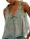 FUNTOUR Boho Lace Tie-Front Sleeveless Tank Top
