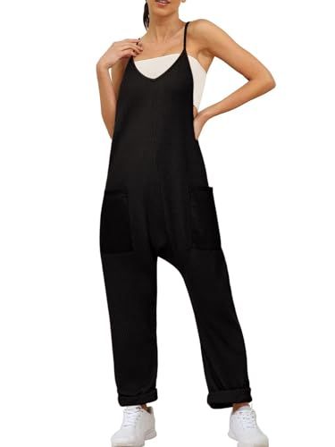 Glamaker Waffle Knit Sleeveless Jumpsuit with Pockets