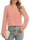 LUXEBOLD Swiss Dot V-Neck Long-Sleeve Blouse