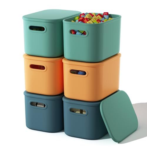ORGIDOL Stackable Storage Bins with Lids, 6-Pack