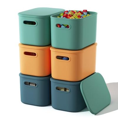 ORGIDOL Stackable Storage Bins with Lids, 6-Pack