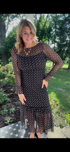 AUMORA Women's Long Sleeve Floral Mesh Maxi Dress