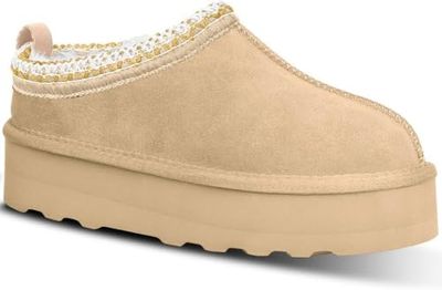 INPAKSA Fleece-Lined Platform Slipper Boots