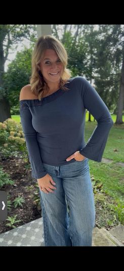 AUMORA Lace Off Shoulder Long Sleeve Top