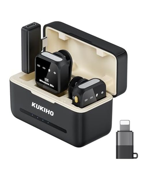 KUKIHO Wireless Lavalier Microphone with Charging Case