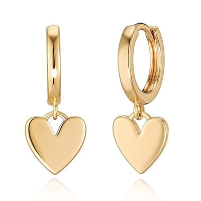 VACRONA 14k Gold Plated Heart Huggie Hoop Earrings
