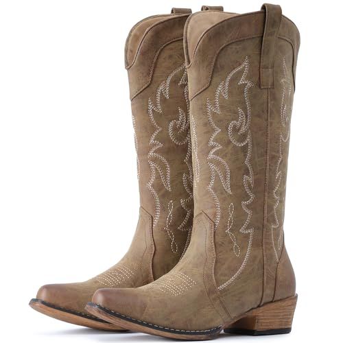 IUV Women's Embroidered Western Cowboy Boots