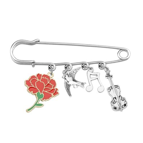 UJIMS Hadestown Inspired Red Flower Brooch