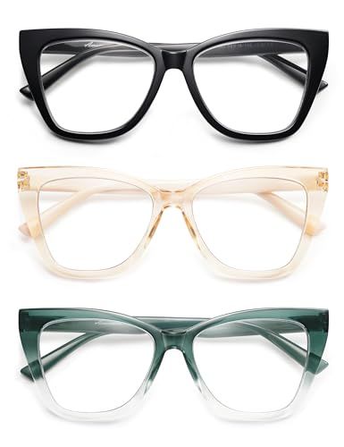 AMOMOMA Cat-Eye Oversized Reading Glasses, 3-Pack