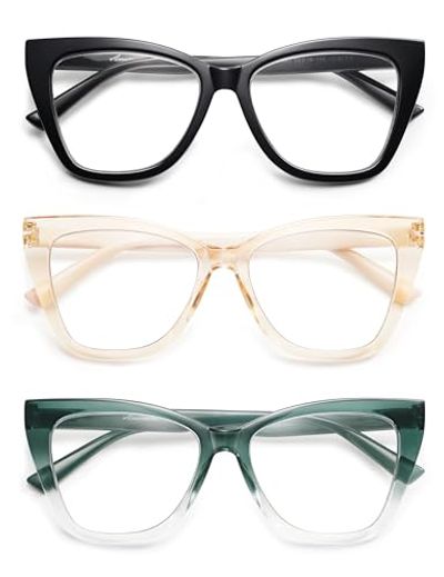 AMOMOMA Cat-Eye Oversized Reading Glasses, 3-Pack