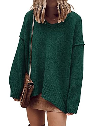 ANRABESS Oversized Batwing V-Neck Sweater