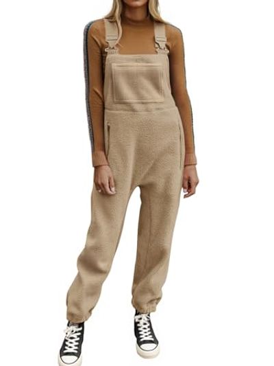 Ebifin Fleece Warm Overalls Jumpsuit with Pockets