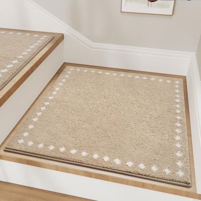 tchdio Non-Slip Stair Landing Mat 31"x31", Beige