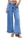 Astylish Women's Pull-On High Waisted Boho Wide-Leg Jeans