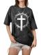 AUMORA Women's Vintage Washed Oversized Christian Graphic T-Shirt