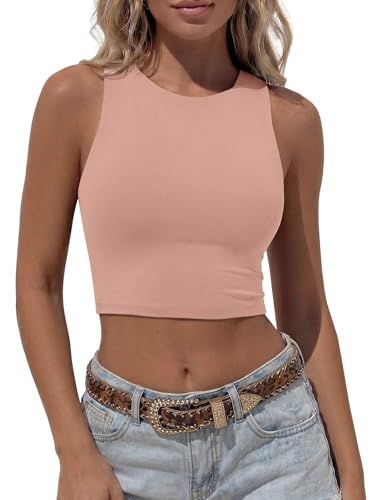 High-Neck Racerback Cropped Tank Top