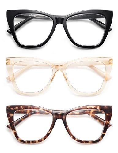 AMOMOMA Cat-Eye Oversized Reading Glasses, 3-Pack