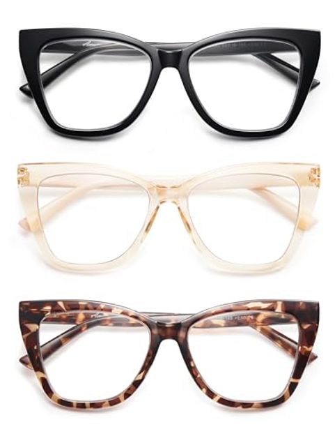 AMOMOMA Cat-Eye Oversized Reading Glasses, 3-Pack