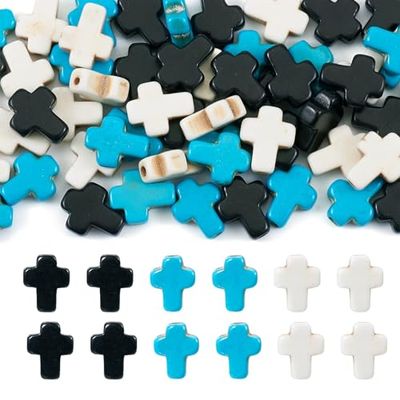 Spritewelry Turquoise Cross Beads for Jewelry Making (60 Pack)