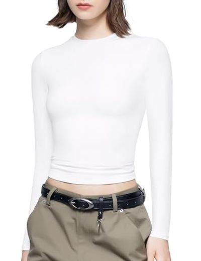 PUMIEY Crew-Neck Slim-Fit Long-Sleeve Basic Tee
