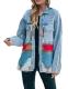 Lumister Distressed Aztec Denim Jacket Shacket