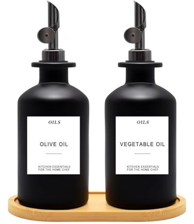 Gelury Olive Oil Dispenser Set with Bamboo Tray