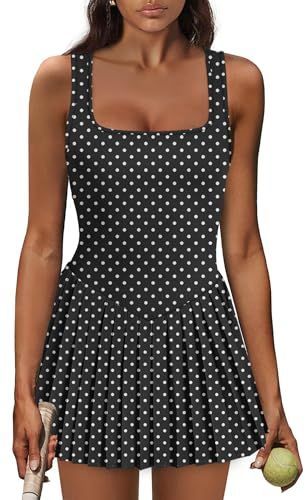 NIASHOT Women's Pleated Tennis Dress Built-in Shorts Pockets