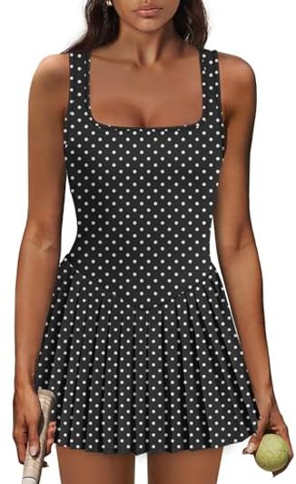 NIASHOT Women's Pleated Tennis Dress Built-in Shorts Pockets