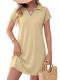 AUMORA Short-Sleeve Collared V-Neck Mini Dress w/ Pockets