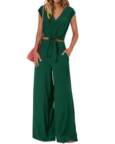 PRETTYGARDEN 2-Piece Crop Top & Wide Leg Pant Set