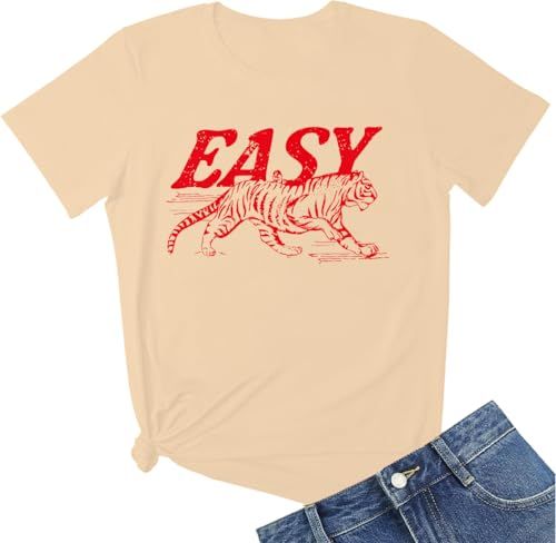 Easy Tiger Funny Graphic V-Neck Tee, Khaki