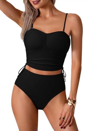 Pink Queen Ruched Crop-Top High-Cut Bikini Set