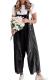 chouyatou Wide-Leg Distressed Denim Bib Overalls