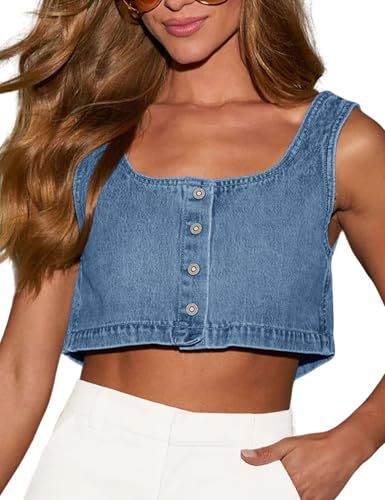 Orchidays Reversible Denim Crop Tank Top