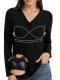 ANYFITTING Women's Long Sleeve V-Neck Tunic Top with Built-In Bra