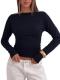 AUMORA Long Sleeve Boat Neck Ruched Top, Navy Blue