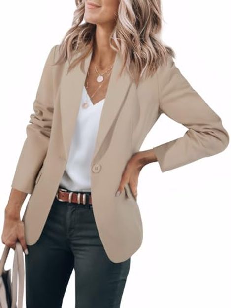 Cicy Bell Open-Front Long-Sleeve Work Blazer