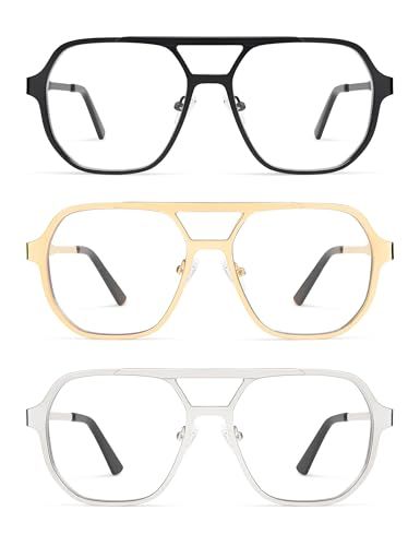 AMOMOMA Retro Aviator Blue Light Reading Glasses