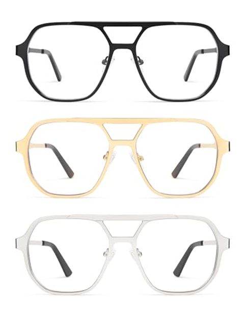 AMOMOMA Retro Aviator Blue Light Reading Glasses