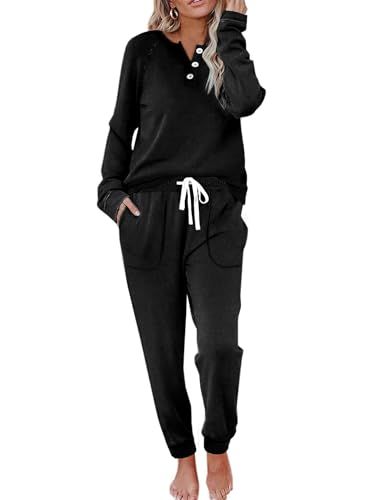 MAYSTEPPE 2-Piece Button-Down Sweatshirt & Sweatpants Set