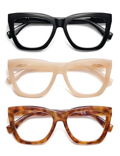 AMOMOMA Square Blue Light Reading Glasses (3-Pack)