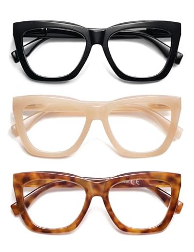 AMOMOMA Square Blue Light Reading Glasses (3-Pack)