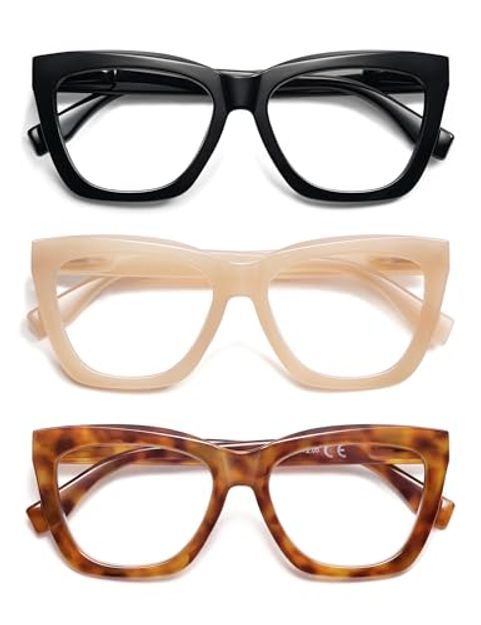 AMOMOMA Square Blue Light Reading Glasses (3-Pack)