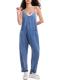 EXLURA Denim Bib Overall Romper with Pockets